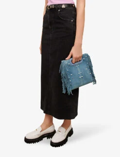 Maje Jextra High-waisted Straight-cut Stretch-denim Midi Skirt 9 Maje Jextra High-waisted Straight-cut Stretch-denim Midi Skirt -Whistles Store R04101712 NOIRGRIS ALT02