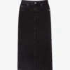 Maje Jextra High-waisted Straight-cut Stretch-denim Midi Skirt -Whistles Store R04101712 NOIRGRIS M