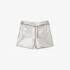 Maje Metallic Straight-cut Leather Shorts -Whistles Store R04101766 NOIRGRIS M
