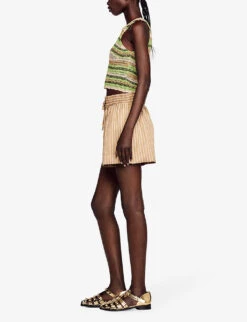 Sandro Crochet-pattern Woven Top -Whistles Store R04102453 VERTS ALT02