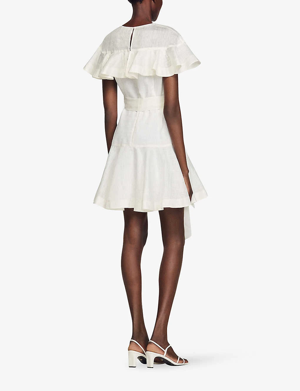 Sandro Majorque Frilled-trim Linen-blend Mini Dress 6 Sandro Majorque Frilled-trim Linen-blend Mini Dress - Image 4