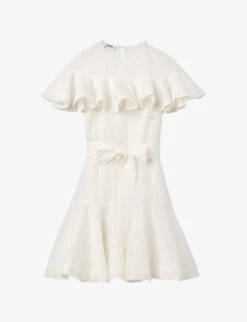 Sandro Majorque Frilled-trim Linen-blend Mini Dress