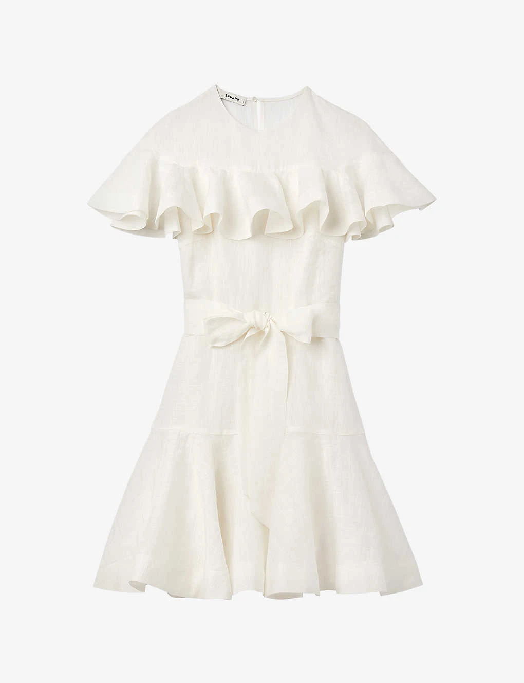 Sandro Majorque Frilled-trim Linen-blend Mini Dress 3 Sandro Majorque Frilled-trim Linen-blend Mini Dress