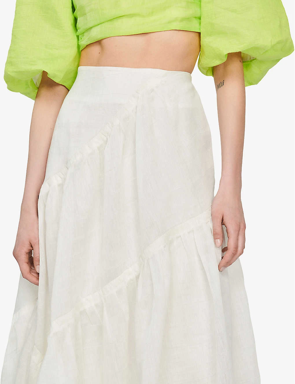 Sandro Christina Tiered-panel Linen-blend Maxi Skirt 7 Sandro Christina Tiered-panel Linen-blend Maxi Skirt - Image 5