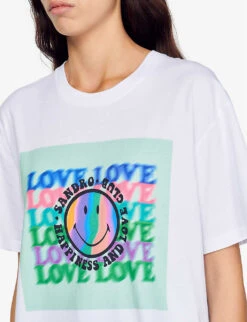 Sandro X Smiley® Graphic-print Cotton T-Shirt -Whistles Store R04102665 NATURELS ALT04