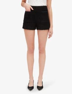 CLAUDIE PIERLOT Elga Braided-trim Tweed Shorts 10 CLAUDIE PIERLOT Elga Braided-trim Tweed Shorts -Whistles Store R04103275 NOIRGRIS ALT02