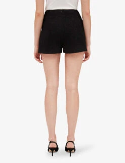 CLAUDIE PIERLOT Elga Braided-trim Tweed Shorts 11 CLAUDIE PIERLOT Elga Braided-trim Tweed Shorts -Whistles Store R04103275 NOIRGRIS ALT03