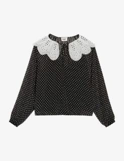 CLAUDIE PIERLOT Embroidered Collar Polka-dot Woven Blouse