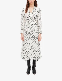 CLAUDIE PIERLOT Polka-dot Ruffled Woven Midi Dress -Whistles Store R04103288 DIVERS ALT02