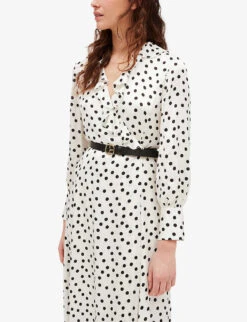 CLAUDIE PIERLOT Polka-dot Ruffled Woven Midi Dress -Whistles Store R04103288 DIVERS ALT04