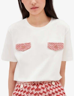 CLAUDIE PIERLOT Patch-pocket Cotton T-shirt -Whistles Store R04103292 NATURELS ALT04