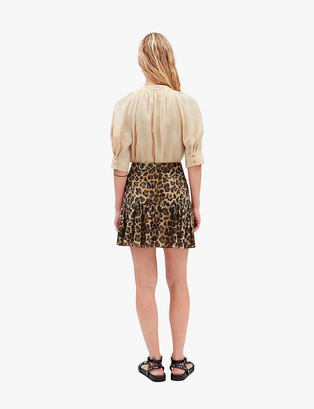 CLAUDIE PIERLOT Sisterleo Leopard-print Gathered-effect Cotton Mini Skirt 6 CLAUDIE PIERLOT Sisterleo Leopard-print Gathered-effect Cotton Mini Skirt - Image 4