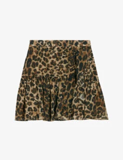 CLAUDIE PIERLOT Sisterleo Leopard-print Gathered-effect Cotton Mini Skirt