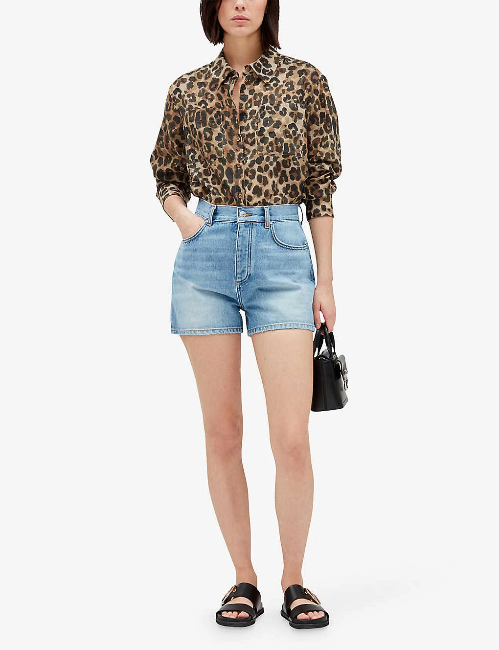CLAUDIE PIERLOT Earthblue Mid-rise Five-pocket Denim Shorts 5 CLAUDIE PIERLOT Earthblue Mid-rise Five-pocket Denim Shorts - Image 3