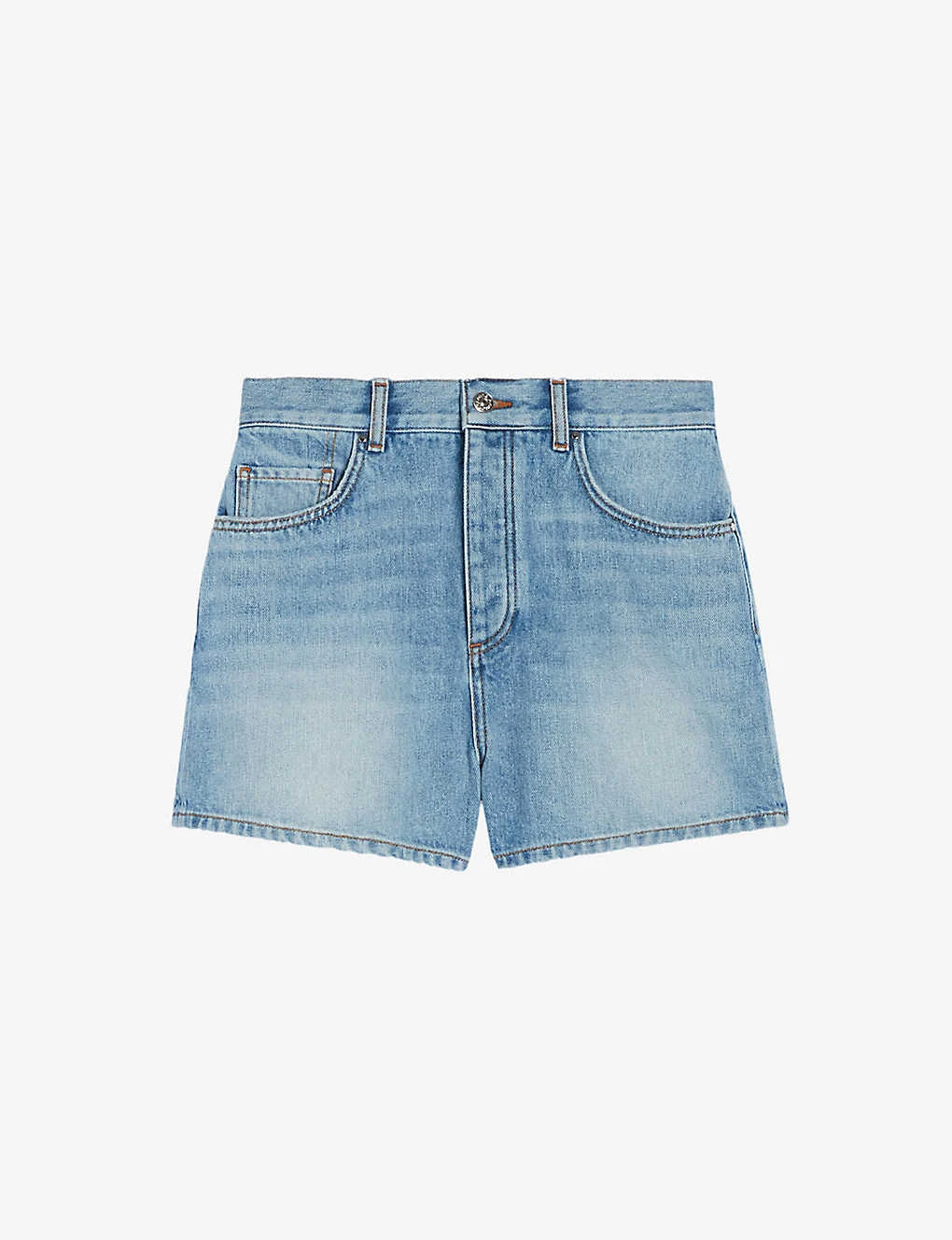 CLAUDIE PIERLOT Earthblue Mid-rise Five-pocket Denim Shorts 3 CLAUDIE PIERLOT Earthblue Mid-rise Five-pocket Denim Shorts