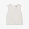 CLAUDIE PIERLOT Open-back Sequinned Stretch-woven Top -Whistles Store R04103510 NATURELS M