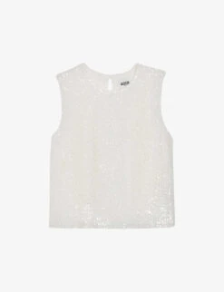 CLAUDIE PIERLOT Open-back Sequinned Stretch-woven Top