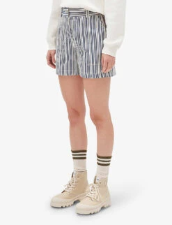 CLAUDIE PIERLOT Evy Striped Cotton Shorts -Whistles Store R04104028 DIVERS ALT02