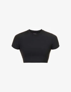 Fitted Cropped Stretch-woven T-shirt