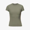 Soft Basics Brand-print Stretch-woven T-shirt -Whistles Store R04104650 OLIVEGREEN M