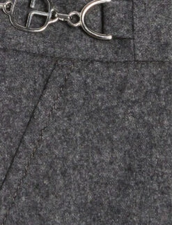 CLAUDIE PIERLOT Songe Monogram Horsebit-trim Wool-blend Skirt -Whistles Store R04104800 NOIRGRIS ALT05