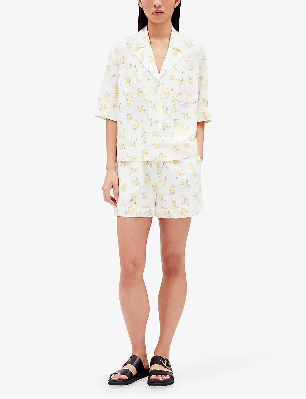 CLAUDIE PIERLOT Eita Mimosa-print Elasticated-waist Linen-blend Shorts 4 CLAUDIE PIERLOT Eita Mimosa-print Elasticated-waist Linen-blend Shorts - Image 2