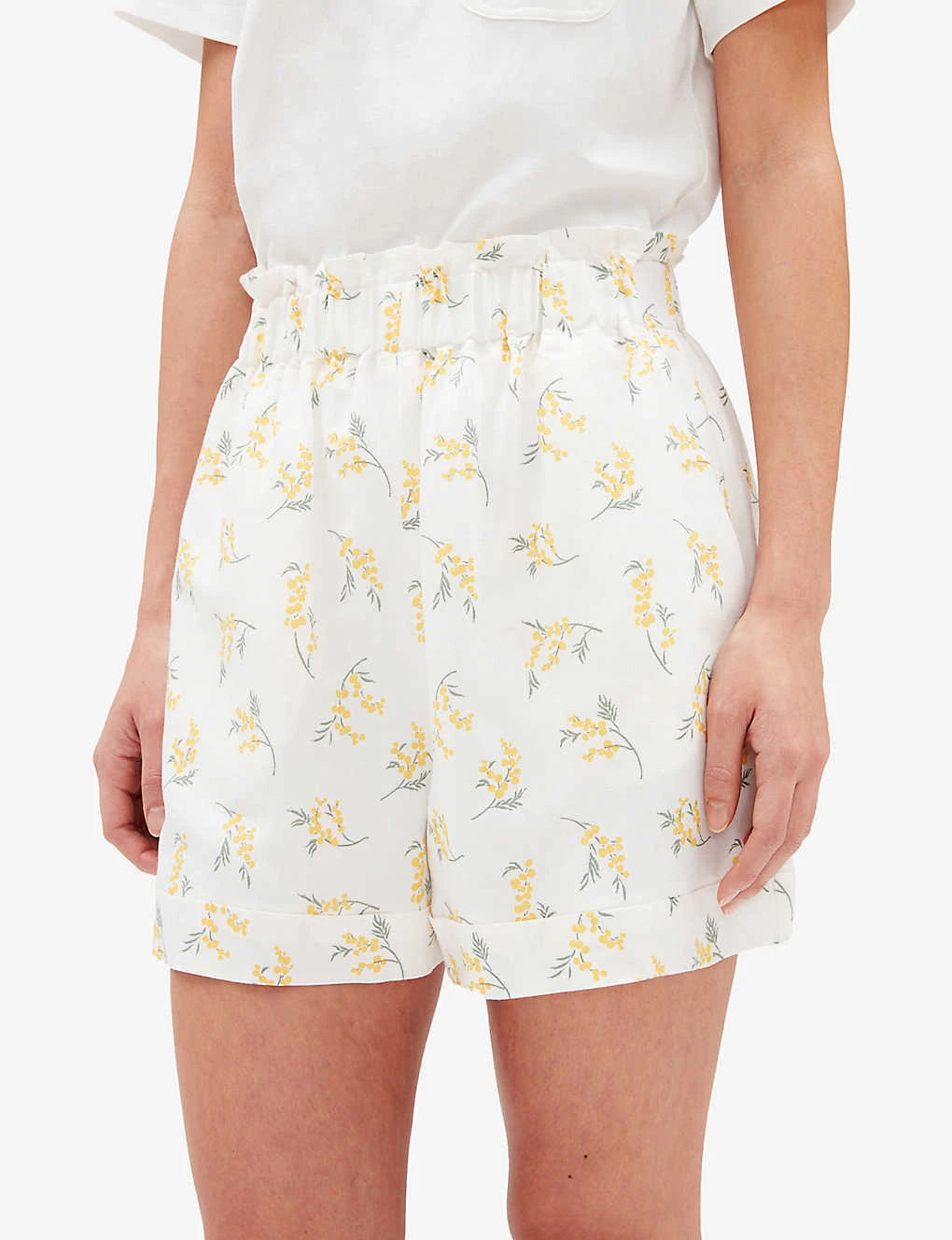 CLAUDIE PIERLOT Eita Mimosa-print Elasticated-waist Linen-blend Shorts 7 CLAUDIE PIERLOT Eita Mimosa-print Elasticated-waist Linen-blend Shorts - Image 5