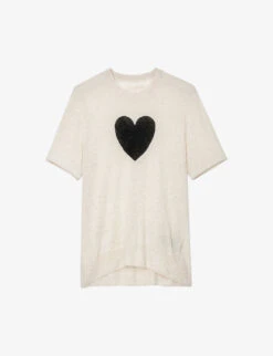 Zadig & Voltaire Ida Heart-motif Cashmere T-shirt