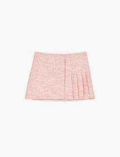 Maje Janello Pleated Mid-rise Tweed Mini Skirt