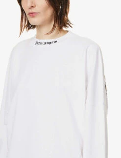 Palm Angels Oversized Logo-print Cotton-jersey T-shirt 11 Palm Angels Oversized Logo-print Cotton-jersey T-shirt -Whistles Store R04107188 WHITEBLACK ALT04