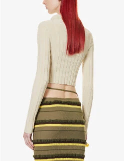 Jacquemus Le Cardigan Abstract-buttons Knitted Top -Whistles Store R04107887 BEIGE ALT03