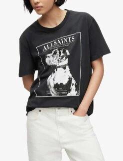 AllSaints Storm Graphic-print Organic-cotton T-shirt -Whistles Store R04108388 BLACK ALT02