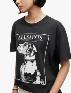 AllSaints Storm Graphic-print Organic-cotton T-shirt -Whistles Store R04108388 BLACK ALT04