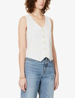 Vita Button-up Wool Top -Whistles Store R04109117 OFFWHITE ALT02