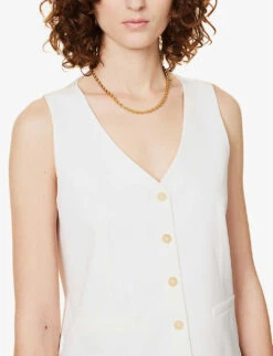 Vita Button-up Wool Top -Whistles Store R04109117 OFFWHITE ALT04