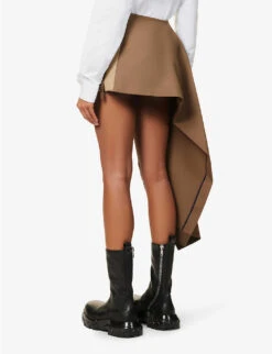 Sacai Asymmetric Contrast-trim Mini Skirt -Whistles Store R04110187 BEIGE ALT03