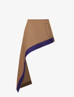 Sacai Asymmetric Contrast-trim Mini Skirt