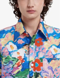 Marni Graphic-print Cotton Shirt -Whistles Store R04110528 COBALT ALT04