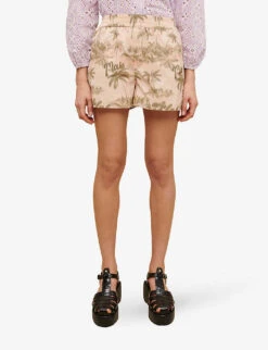 Maje Iloha Palm-print Elasticated-waist Woven Shorts -Whistles Store R04110654 IMPRIME ALT02