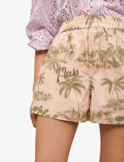 Maje Iloha Palm-print Elasticated-waist Woven Shorts -Whistles Store R04110654 IMPRIME ALT04