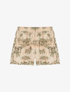 Maje Iloha Palm-print Elasticated-waist Woven Shorts