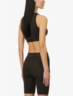 ESSENTIALS Logo-tab Ribbed Woven Shorts -Whistles Store R04111040 OFFBLACK ALT03