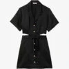 Sandro Julienne Tied-waist Cut-out Woven Mini Dress -Whistles Store R04111173 NOIRGRIS M