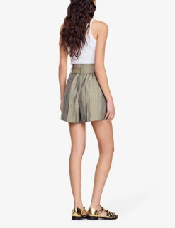 Sandro Loose-fit Striped Woven Shorts -Whistles Store R04111256 VERTS ALT03