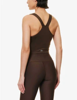 Real V-neck Stretch-woven Tank Top -Whistles Store R04111675 ESPRESSO ALT03