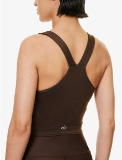 Real V-neck Stretch-woven Tank Top -Whistles Store R04111675 ESPRESSO ALT04