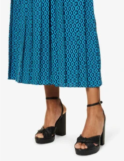 ME AND EM Geometric-print Woven Maxi Skirt -Whistles Store R04117213 NAVYTURQUOISE ALT04