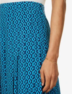 ME AND EM Geometric-print Woven Maxi Skirt -Whistles Store R04117213 NAVYTURQUOISE ALT05