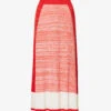 ME AND EM Colour-blocked Ribbed-knit Wool-blend Midi Skirt -Whistles Store R04117225 BURNTORANGECREAM M