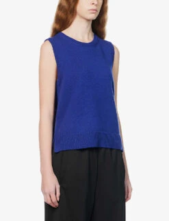 ME AND EM Scoop-neck Ribbed-trims Wool And Cashmere-blend Top -Whistles Store R04117229 COBALT ALT02